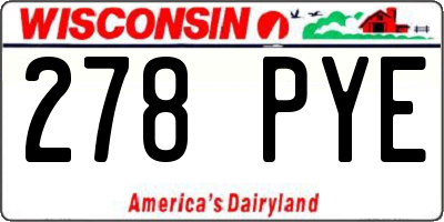 WI license plate 278PYE
