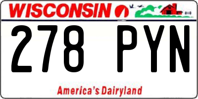 WI license plate 278PYN
