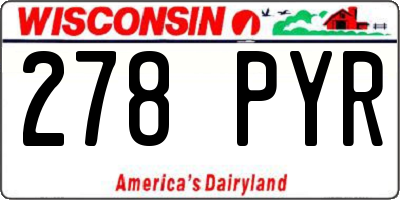 WI license plate 278PYR