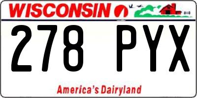 WI license plate 278PYX