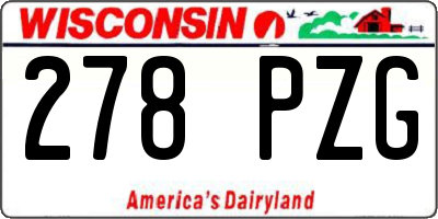 WI license plate 278PZG
