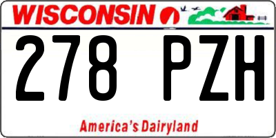 WI license plate 278PZH