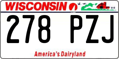 WI license plate 278PZJ