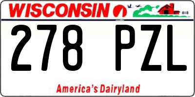 WI license plate 278PZL