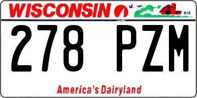 WI license plate 278PZM