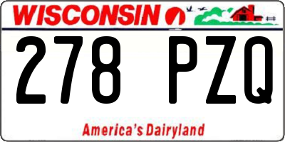 WI license plate 278PZQ