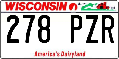WI license plate 278PZR