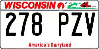WI license plate 278PZV