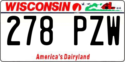 WI license plate 278PZW