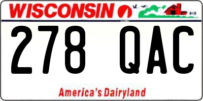 WI license plate 278QAC