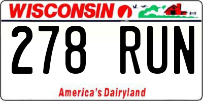 WI license plate 278RUN