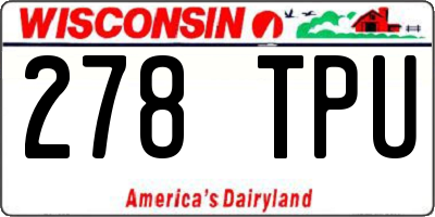 WI license plate 278TPU