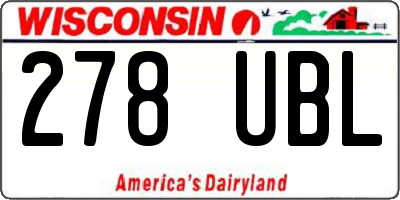 WI license plate 278UBL