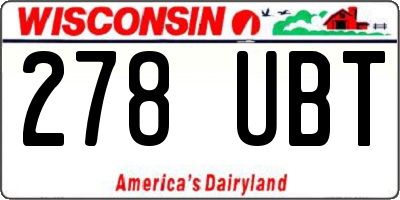 WI license plate 278UBT