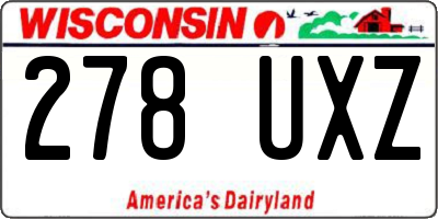 WI license plate 278UXZ