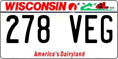 WI license plate 278VEG