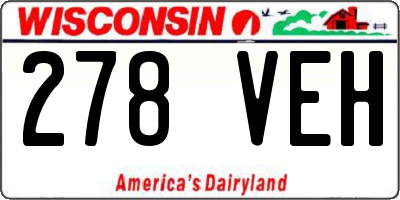 WI license plate 278VEH