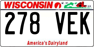 WI license plate 278VEK