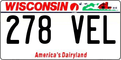 WI license plate 278VEL