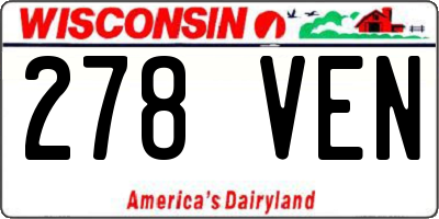 WI license plate 278VEN