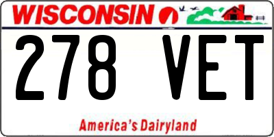 WI license plate 278VET