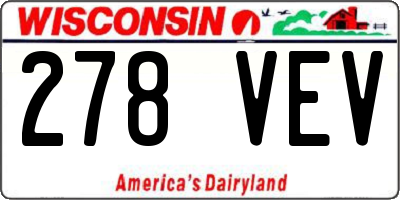 WI license plate 278VEV