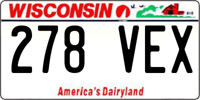 WI license plate 278VEX