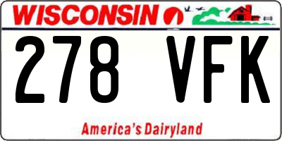WI license plate 278VFK