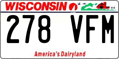 WI license plate 278VFM
