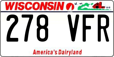 WI license plate 278VFR
