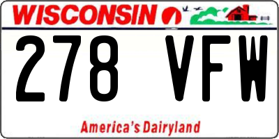 WI license plate 278VFW