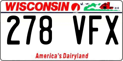 WI license plate 278VFX