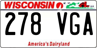 WI license plate 278VGA