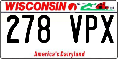 WI license plate 278VPX
