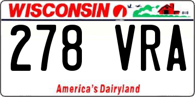 WI license plate 278VRA