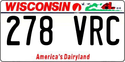 WI license plate 278VRC