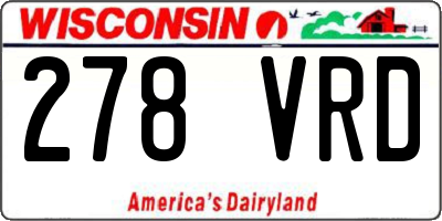 WI license plate 278VRD