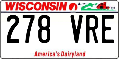 WI license plate 278VRE