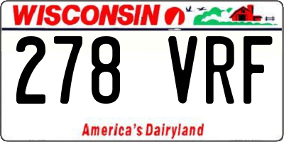 WI license plate 278VRF