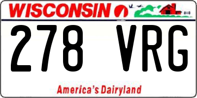WI license plate 278VRG