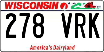 WI license plate 278VRK