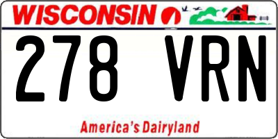 WI license plate 278VRN