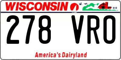 WI license plate 278VRO