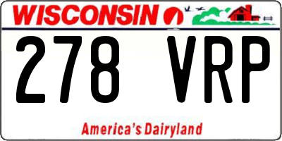 WI license plate 278VRP