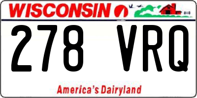 WI license plate 278VRQ