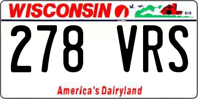 WI license plate 278VRS