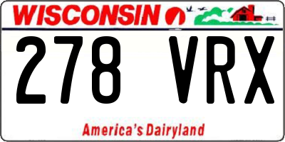 WI license plate 278VRX