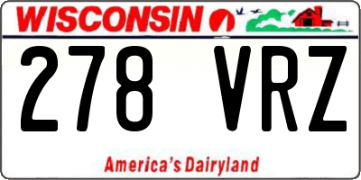 WI license plate 278VRZ