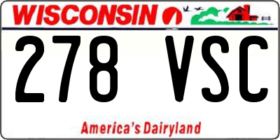 WI license plate 278VSC