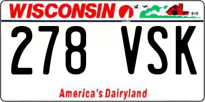 WI license plate 278VSK